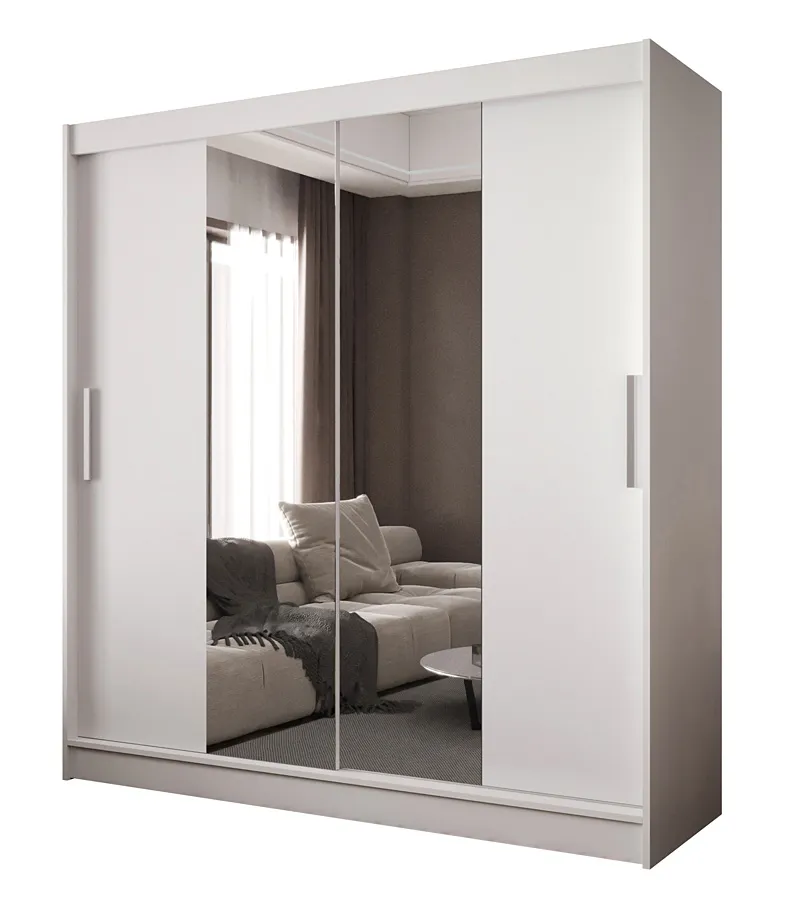 Biała dwudrzwiowa szafa przesuwna z lustrem K4-C87