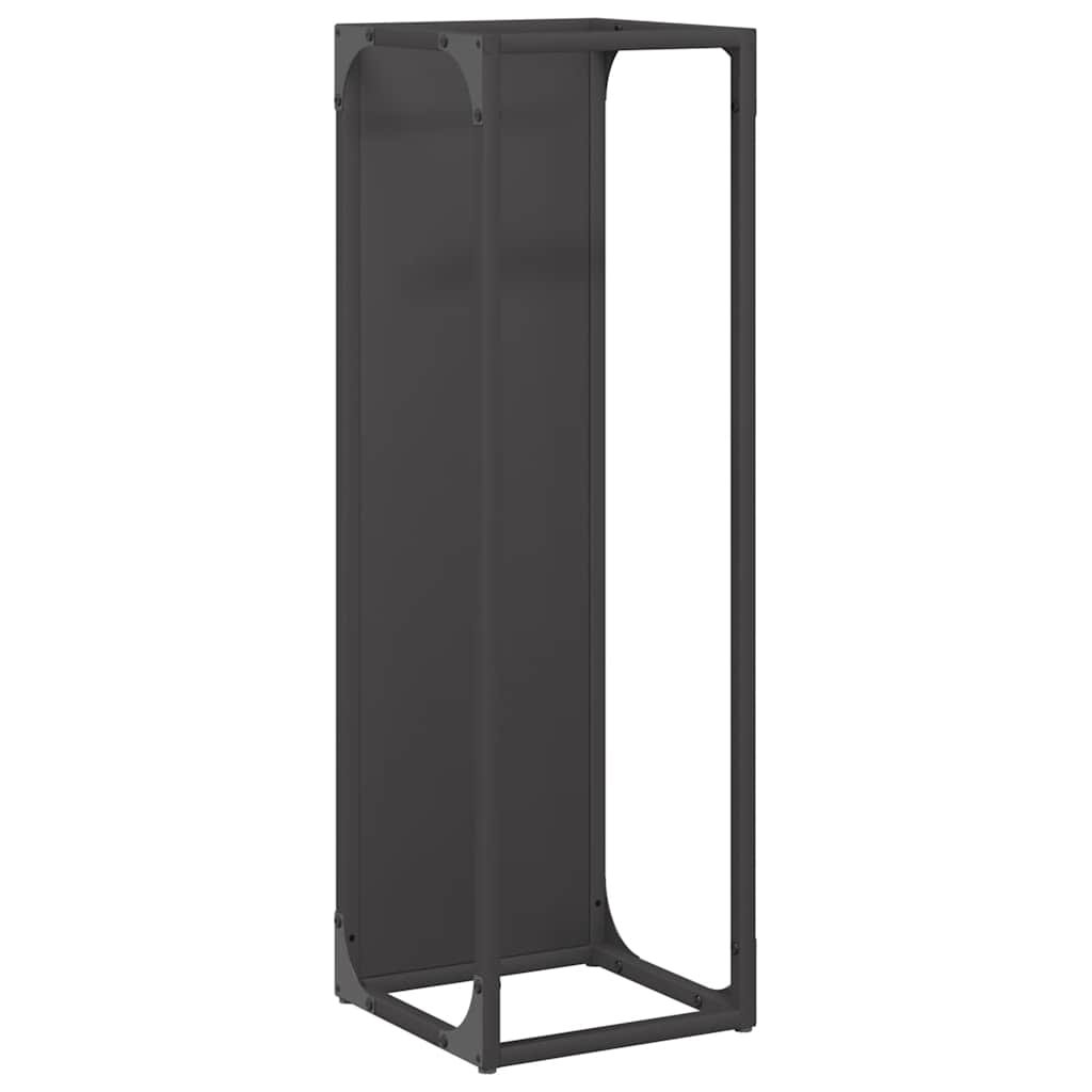 vidaXL Stojak na drewno opałowe czarny 25x25x80 cm