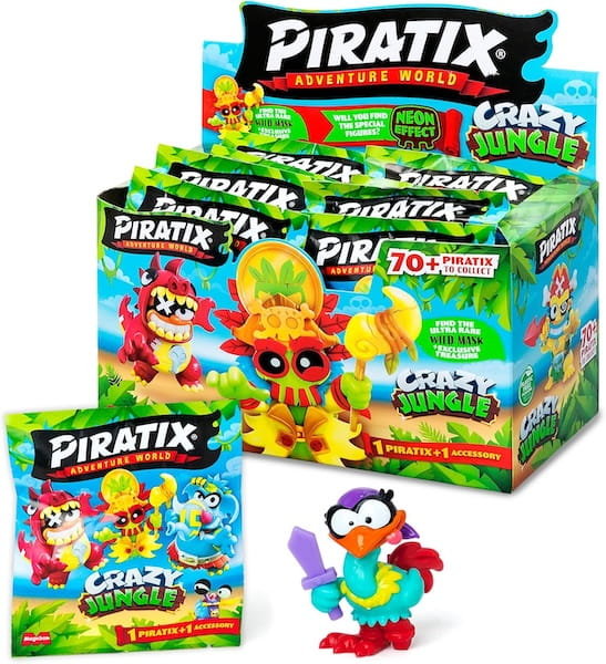PIRATIX Crazy Jungle Box 24 Sztuki Saszetek z Figurką i Akcesorium