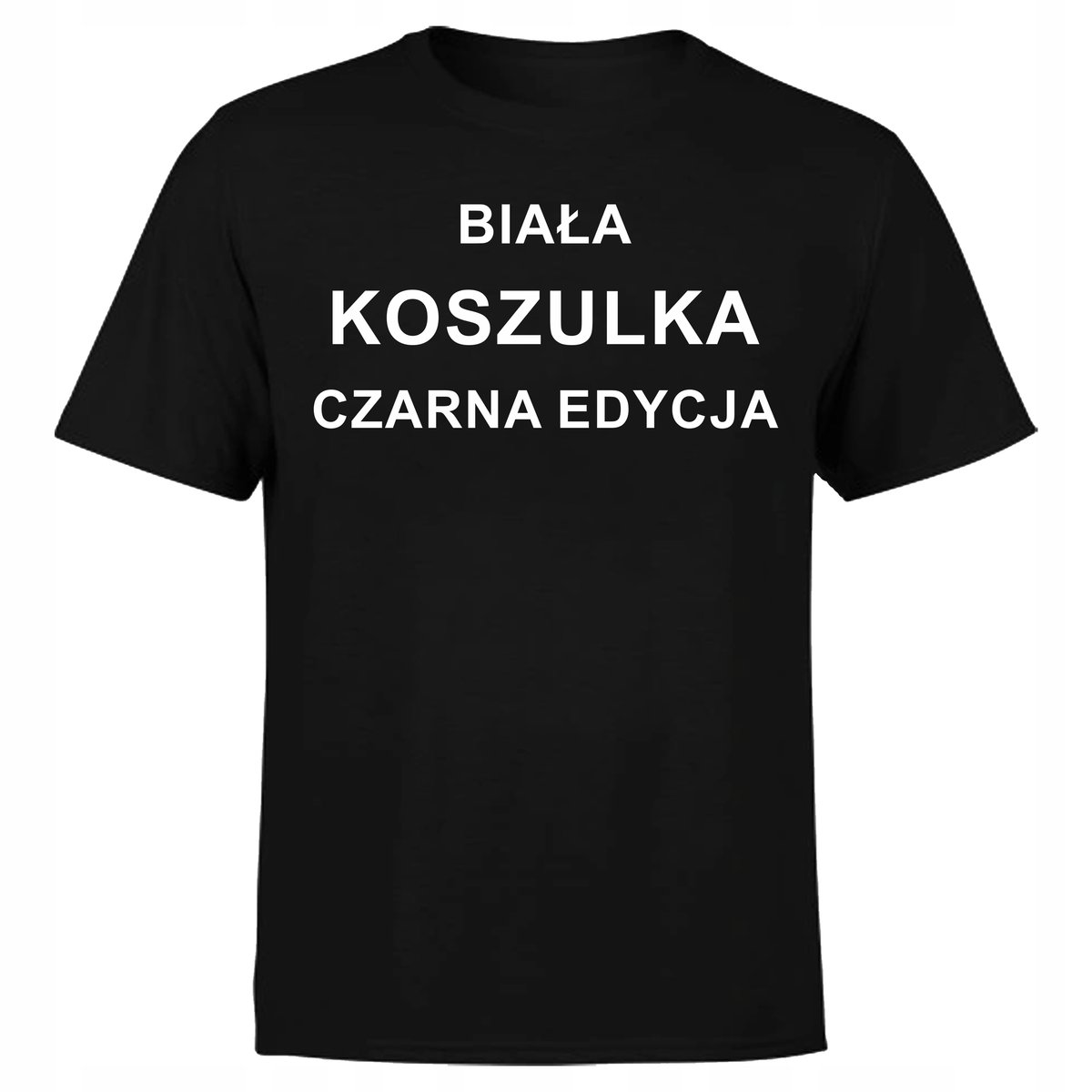 KOSZULKA MĘSKA Z NADRUKIEM BIAŁA KOSZULKA CZARNA EDYCJA ŚMIESZNA NAPIS 5XL