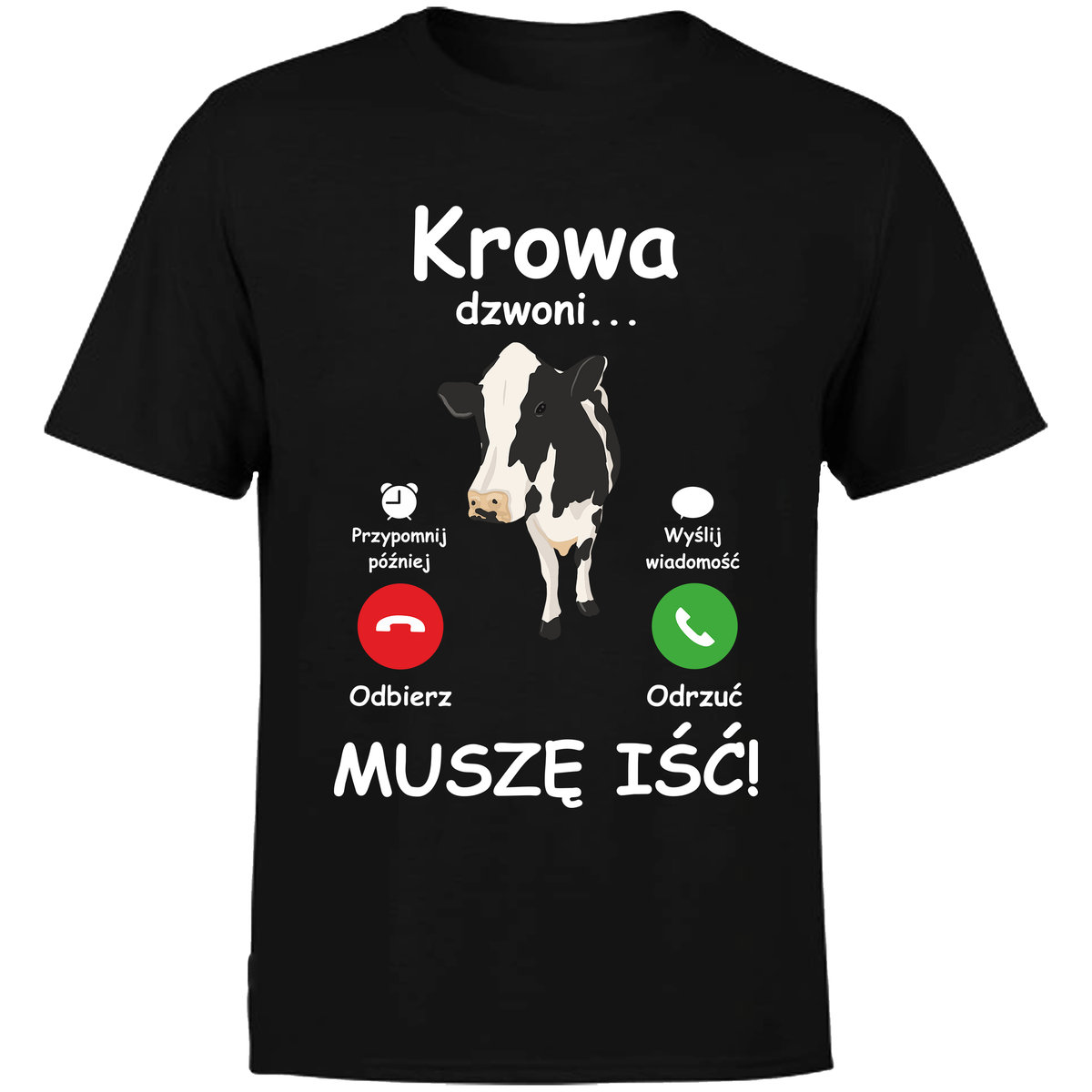 KOSZULKA MĘSKA Z NADRUKIEM KROWA DZWONI ROLNIK S