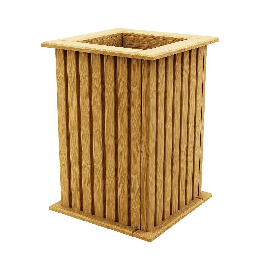 DONICA DREWNIANA KOLUMNOWA OGRODOWA 40x25x25cm + WKŁAD - JASNY BRĄZ