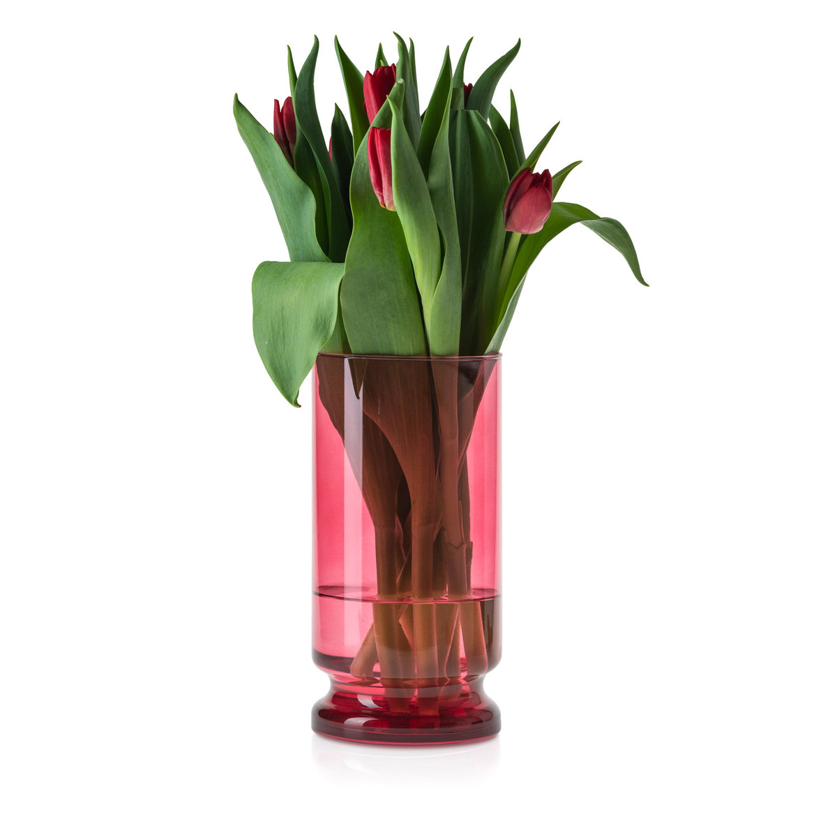 Wazon szklany niski bordo transparent