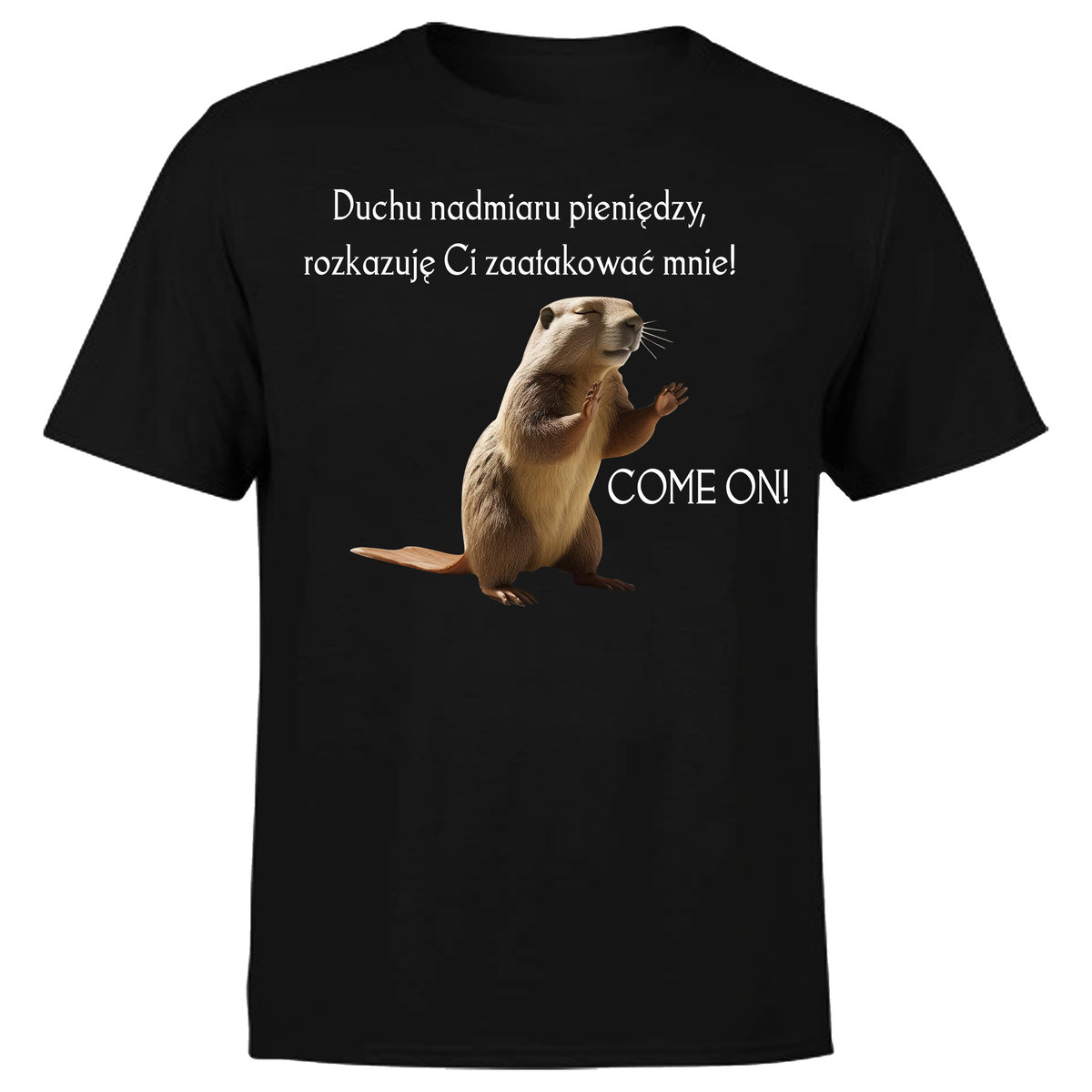 KOSZULKA MĘSKA Z NADRUKIEM DUCHU PIENIĘDZY COME ON BÓBR PIENIĄDZE NAPIS 4XL