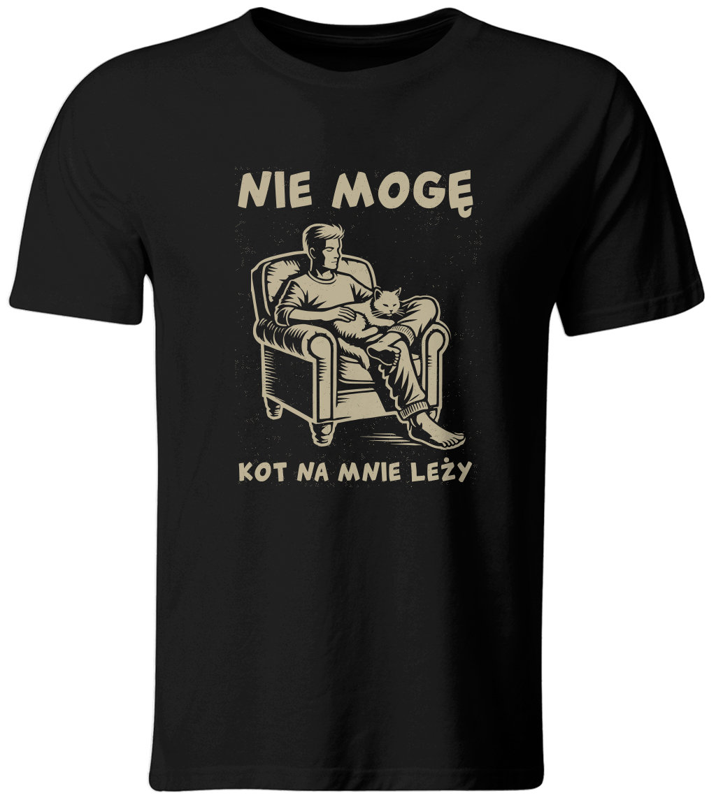 Koszulka Nie Mogę, Kot na Mnie Leży. Śmieszny t-shirt, roz. S
