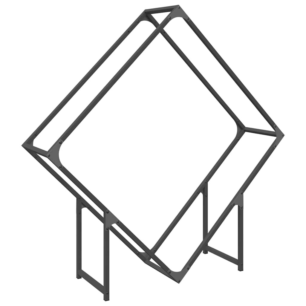 vidaXL Stojak na drewno opałowe czarny 100x25x100 cm