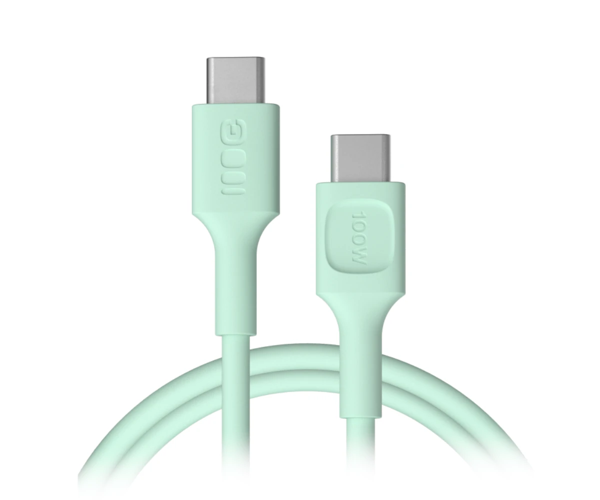 Kabel USB-C 1,2m 100W Greencell PowerFlex Szybkie Ładowanie PD Mint Green