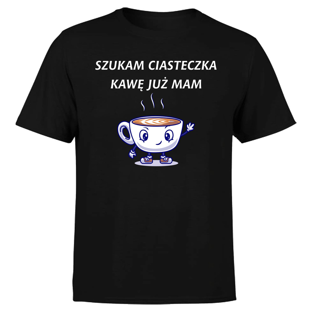 KOSZULKA MĘSKA Z NADRUKIEM NAPIS SZUKAM CIASTECZKA CIASTKA KAWA PREZENT XL