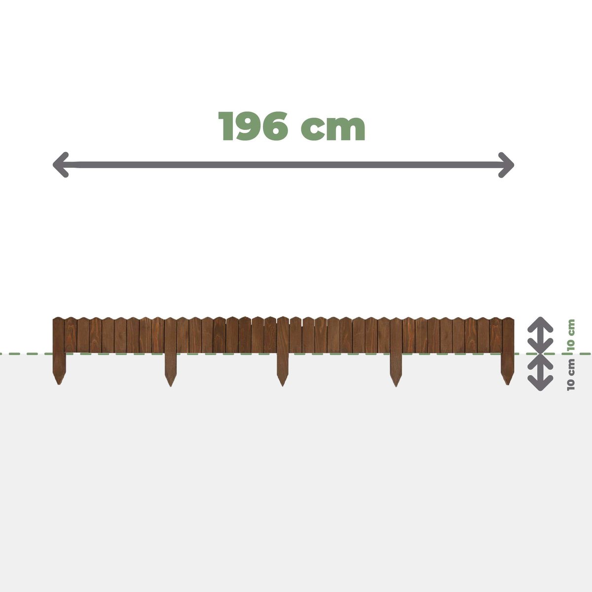 PŁOTEK DREWNIANY PALISADA OGRODOWA OBRZEŻE 10x200cm PRODUCENT CIEMNY BRĄZ