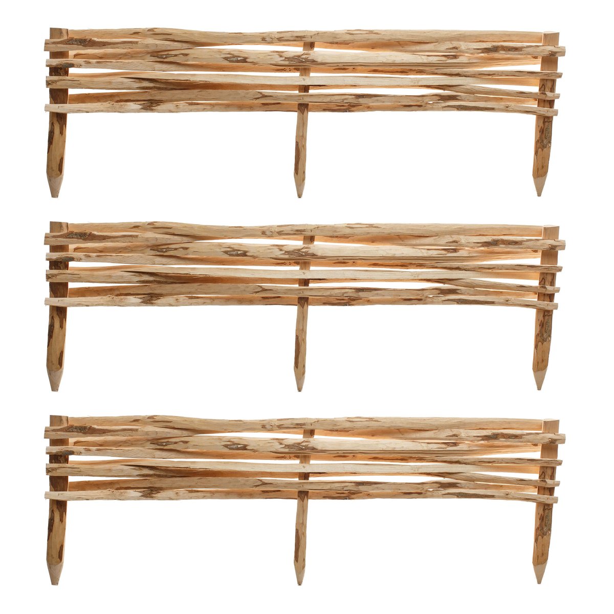 RABATKA Z ŁUPANEJ LESZCZYNY PŁOTEK OBRZEŻE PALISADA 120x20cm - 3 SZTUKI