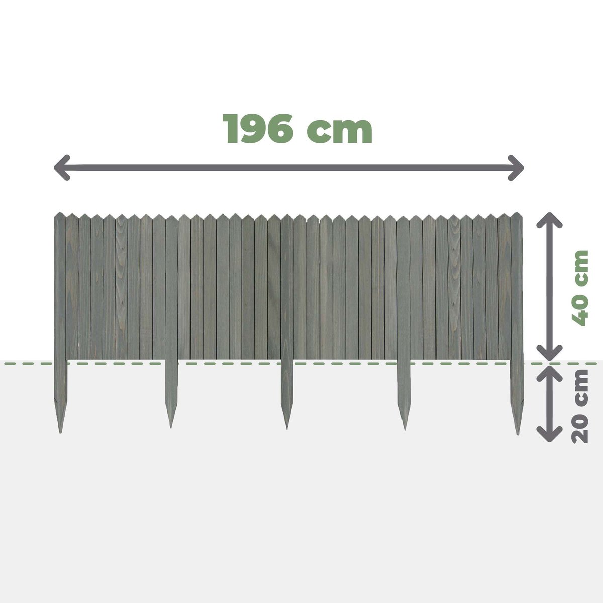 PŁOTEK DREWNIANY PALISADA OGRODOWA OBRZEŻE 40x200cm PRODUCENT ANTRACYT
