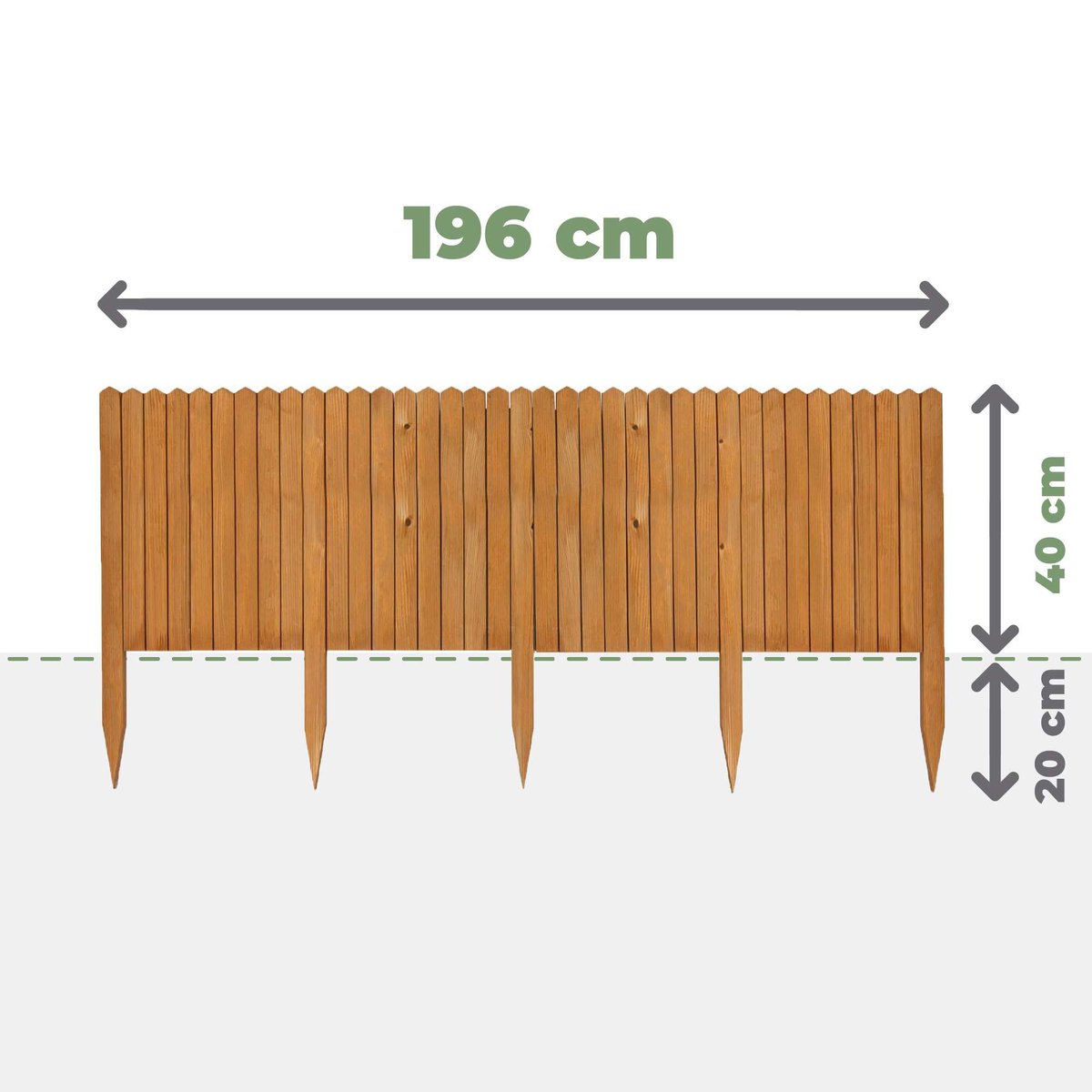 PŁOTEK DREWNIANY PALISADA OGRODOWA OBRZEŻE 40x200cm PRODUCENT JASNY BRĄZ