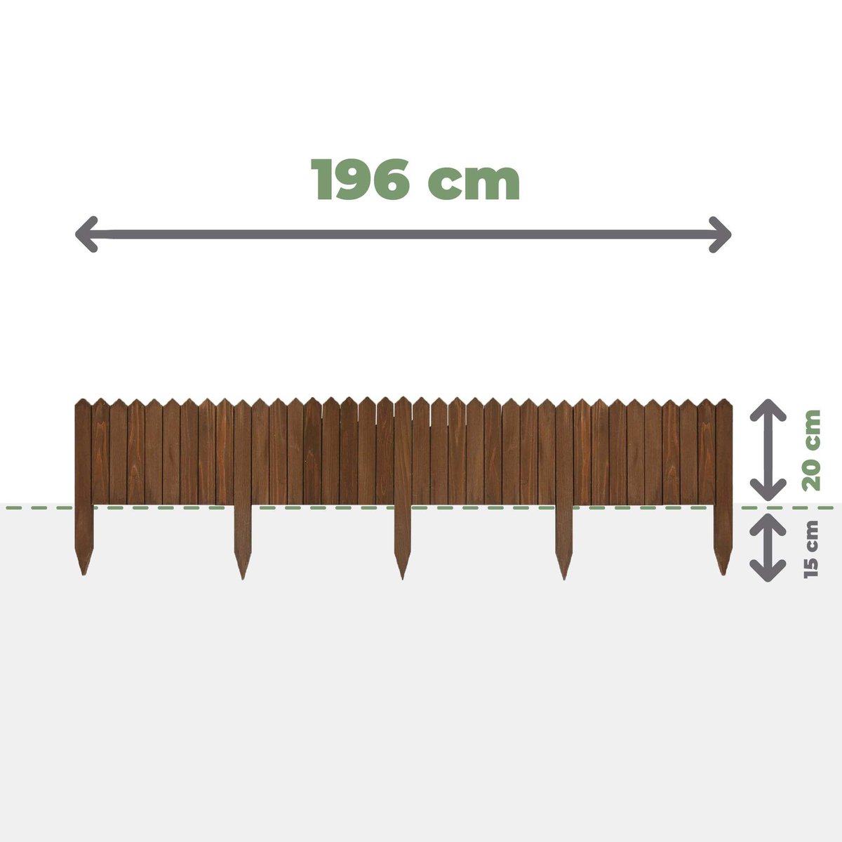 PŁOTEK DREWNIANY PALISADA OGRODOWA OBRZEŻE 20x200cm PRODUCENT CIEMNY BRĄZ
