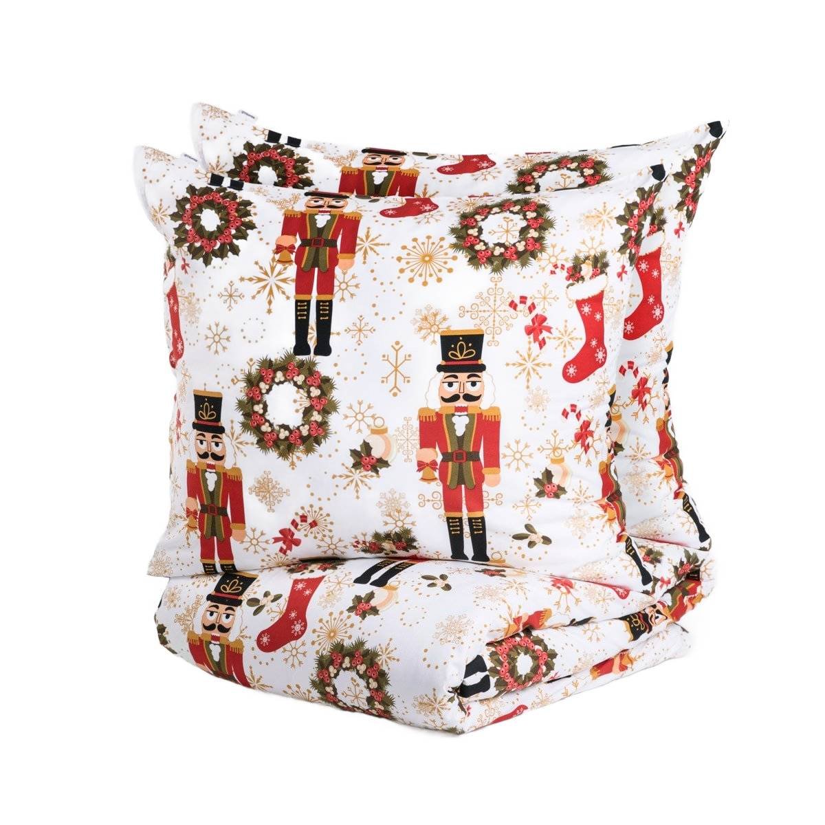 HOMLA Komplet pościeli NUTCRACKER biały z nadrukiem 160x200 cm