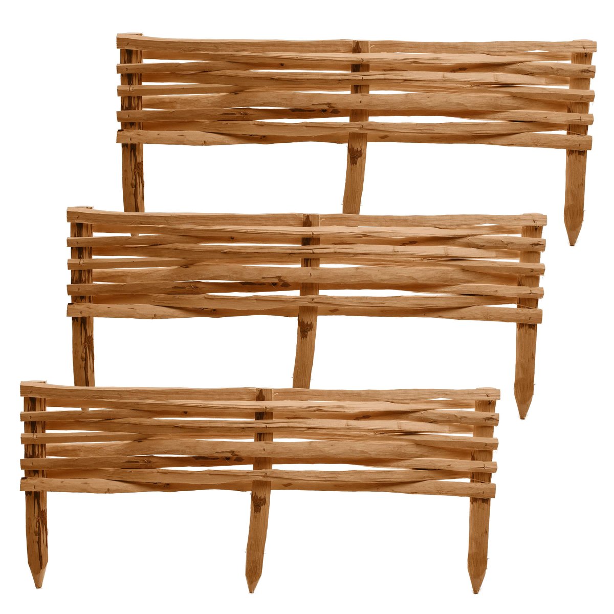 RABATKA Z ŁUPANEJ LESZCZYNY PŁOTEK OBRZEŻE PALISADA 90x20cm BRĄZ 3 SZTUKI