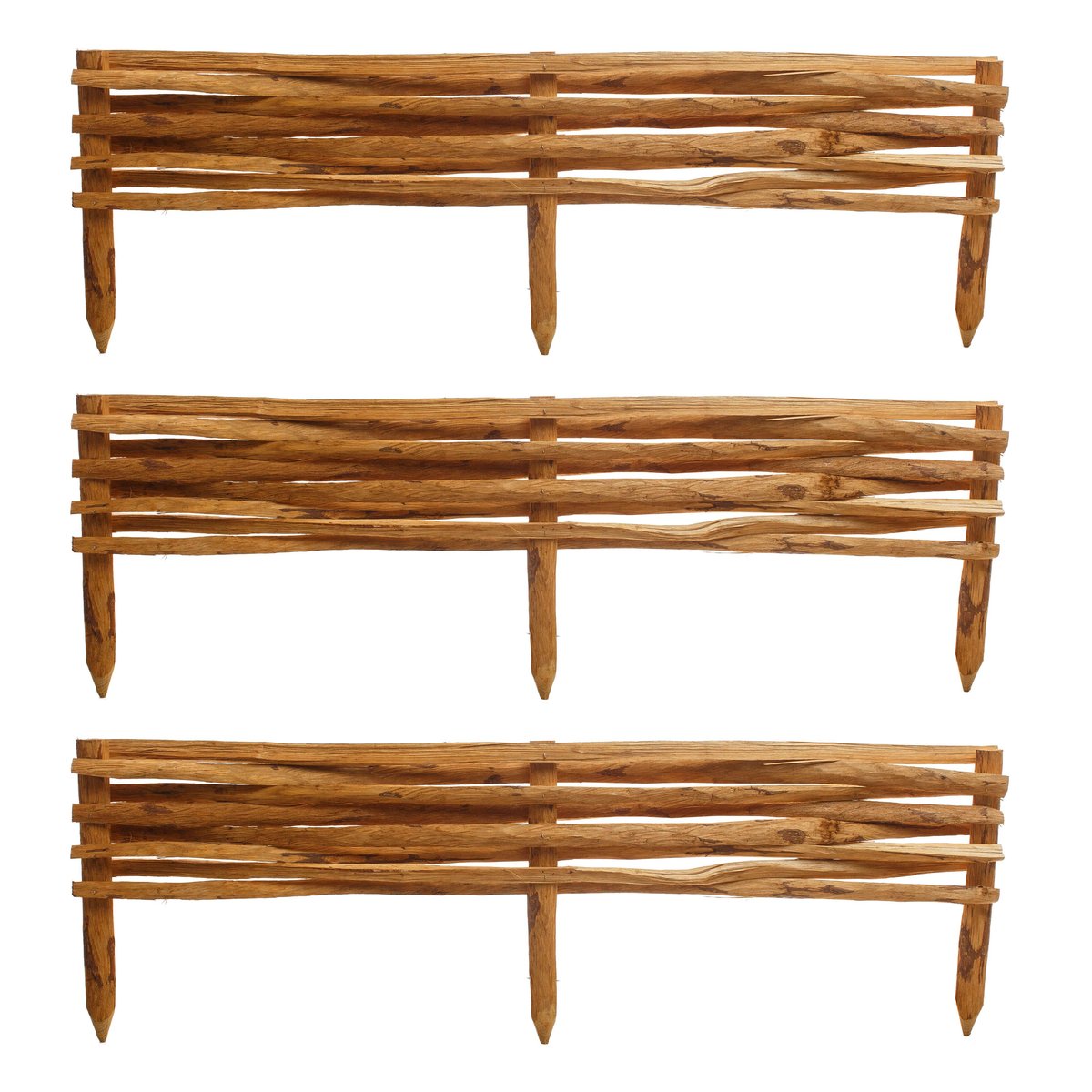 RABATKA Z ŁUPANEJ LESZCZYNY PŁOTEK OBRZEŻE PALISADA 120x20cm BRĄZ 3 SZTUKI