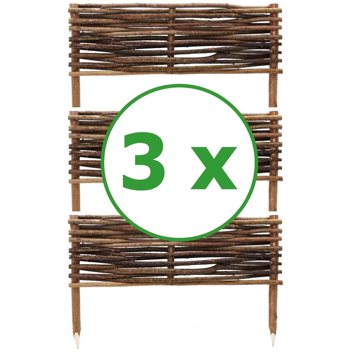 RABATKA LESZCZYNOWA PŁOTEK OBRZEŻE PALISADA Z LESZCZYNY 60x20cm - 3 SZTUKI