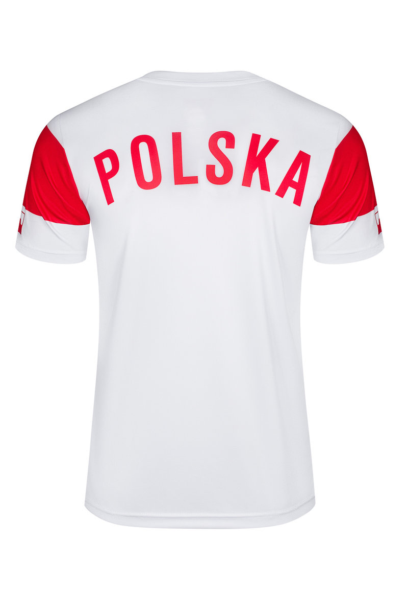 Koszulka męska w serek (karo) z nadrukiem Polska Polski dla kibica L