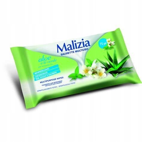 Chusteczki oczyszczający Malizia 72 szt. aloesowy