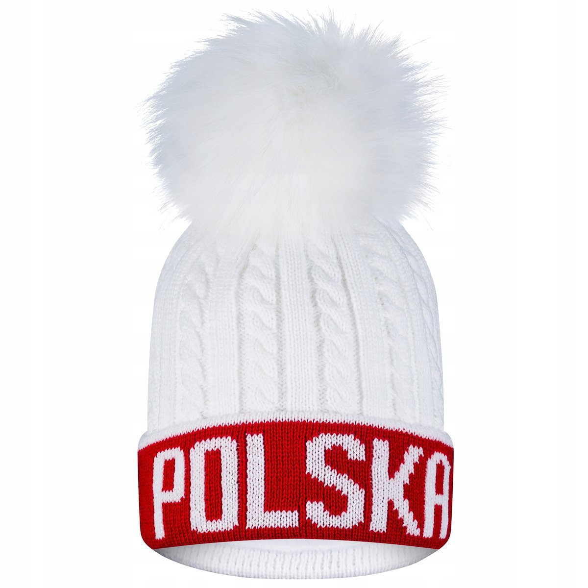 Czapka zimowa z pomponem POLSKA POLSKI dla kibica męska damska polarowa