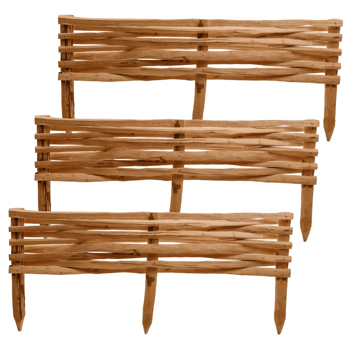 RABATKA Z ŁUPANEJ LESZCZYNY PŁOTEK OBRZEŻE PALISADA 60x20cm BRĄZ 3 SZTUKI
