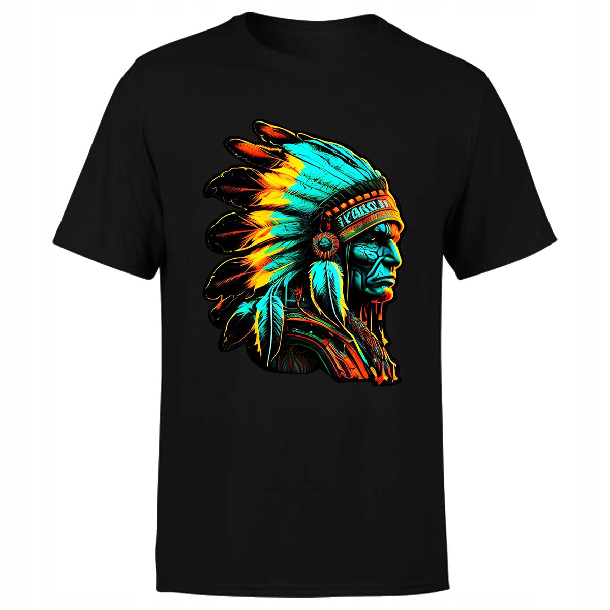 Koszulka męska z nadrukiem INDIANIN PIÓROPUSZ PLEMIONA 5XL