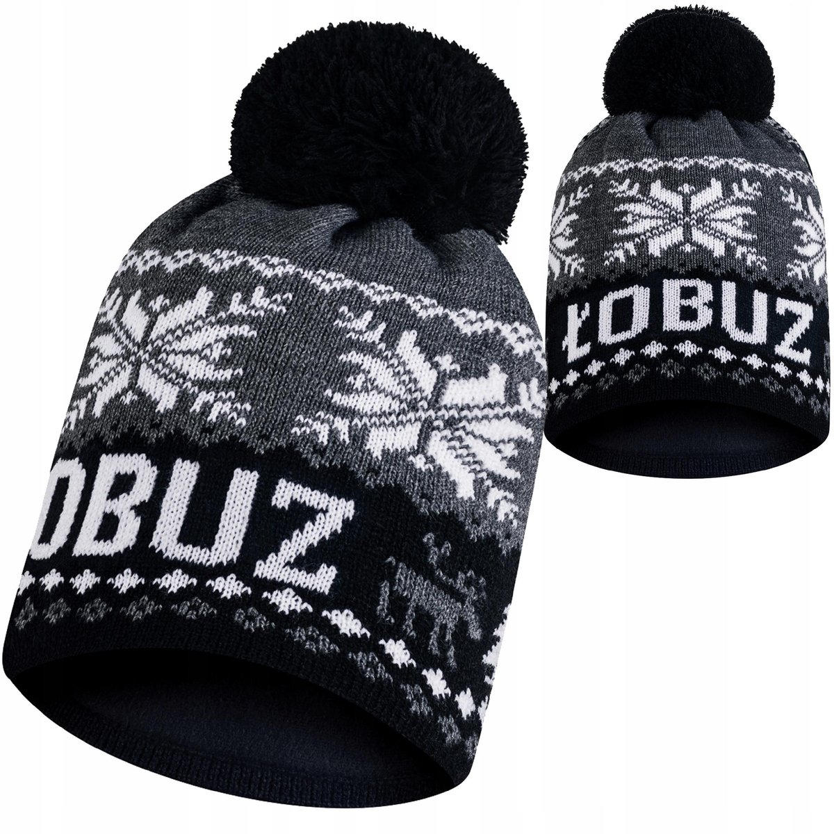 Czapka zimowa ŁOBUZ z pomponem meska ciepła 1Gpolar termoaktywny