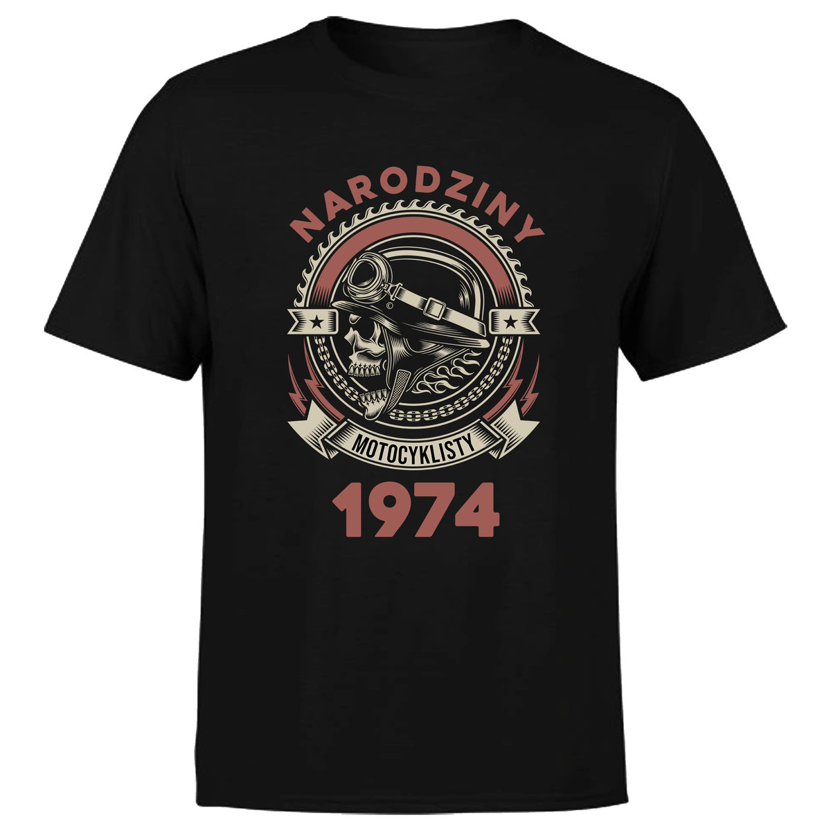 Koszulka męska z nadrukiem MOTOR NARODZINY MOTOCYKLISTY NA 50 URODZINY 4XL