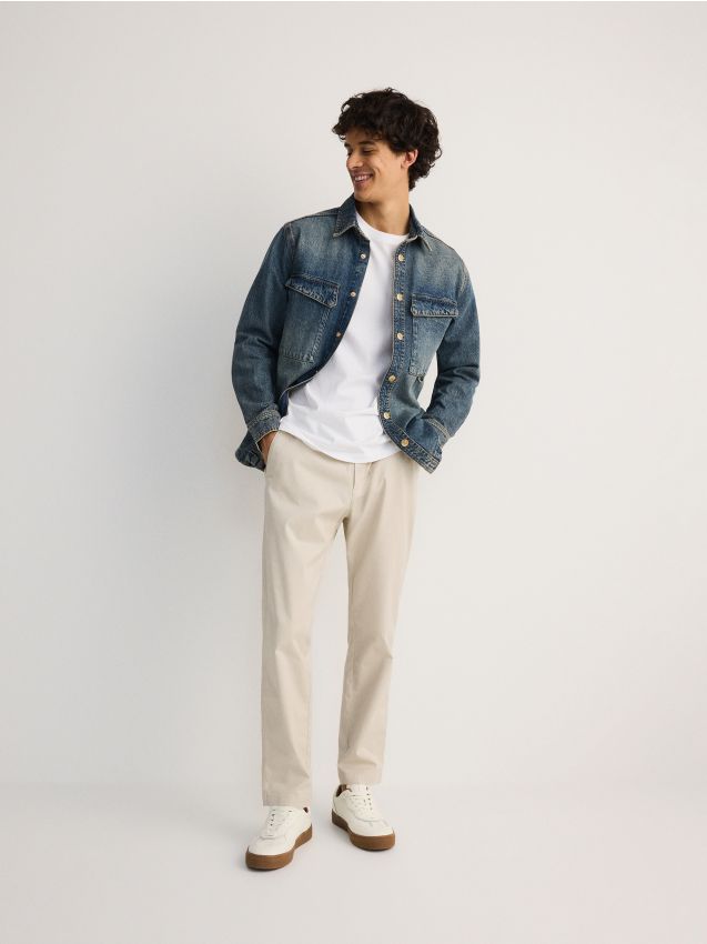 Reserved - Spodnie chino regular fit - złamana biel