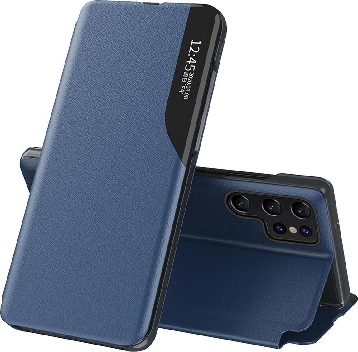Eco Leather View Case etui do Samsung Galaxy S25 Ultra z klapką i podstawką - niebieskie