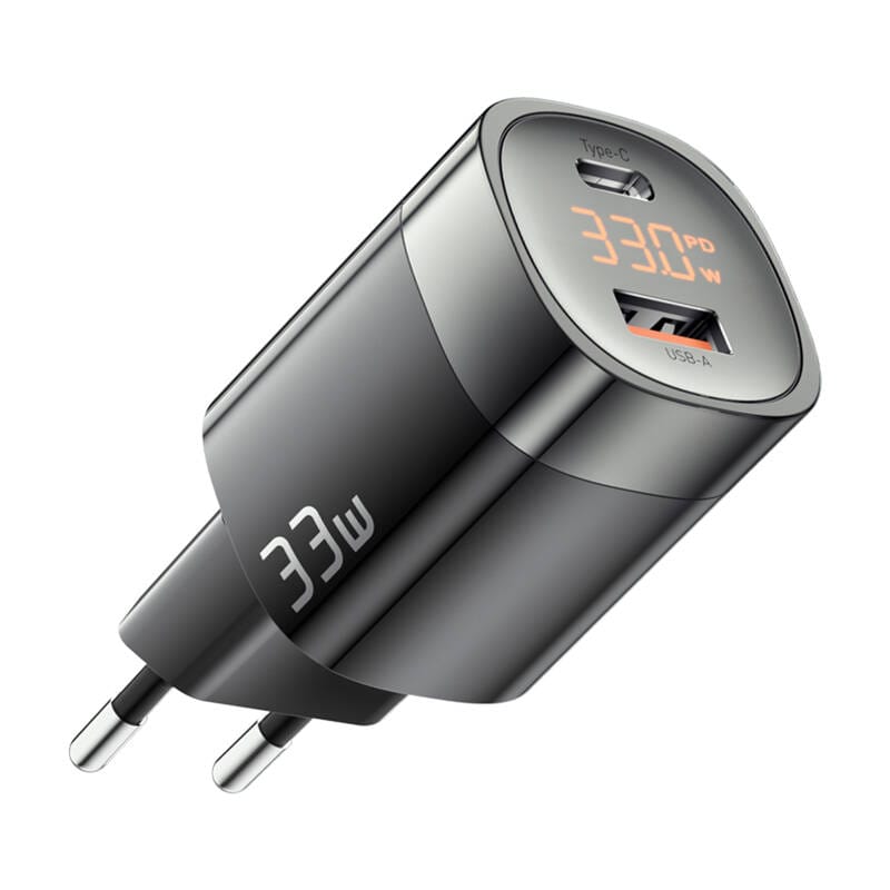 Ładowarka sieciowa, Essager, ECTCA-LYB01-Z, GaN, USB-A, USB-C, 33W (czarna)