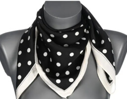Chusta damska apaszka SATYNOWA gawroszka GB-38 czarna w białe groszki