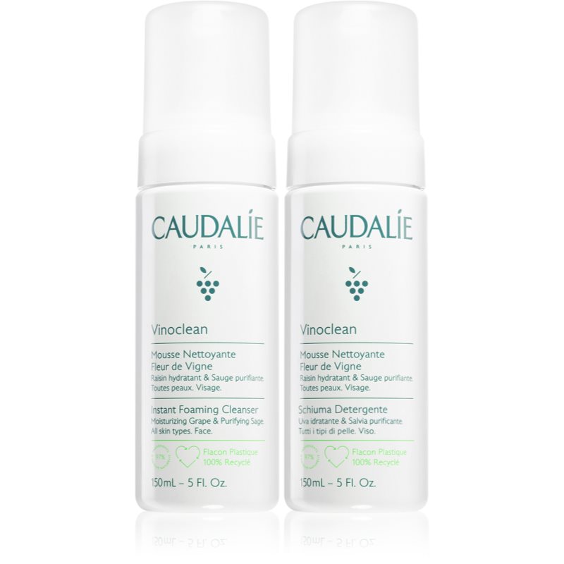 Caudalie Caudalie Vinoclean pianka oczyszczająca do twarzy 2x150 ml