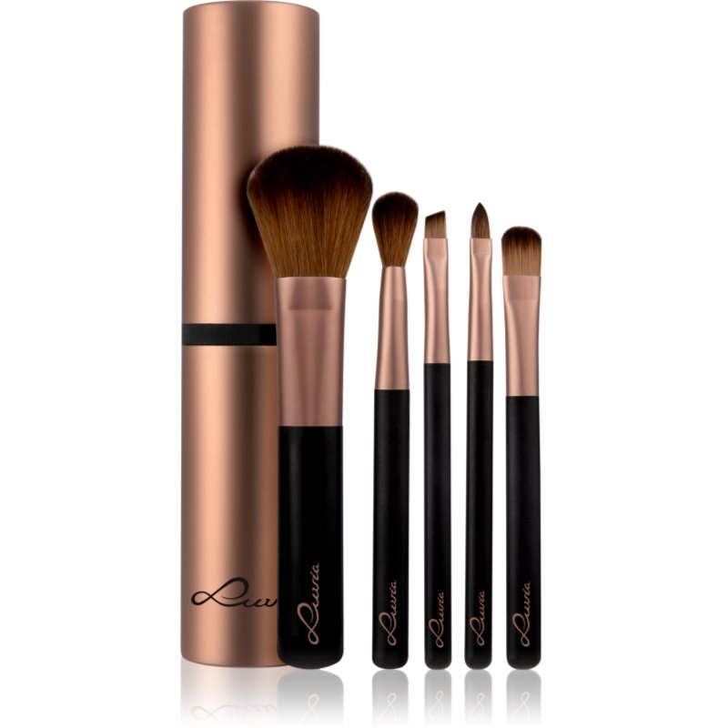 Luvia Cosmetics Zestaw pędzli do makijażu, Travel Tube Von Luvia, szlachetny pędzel z ekstrawaganckimi zaciskami, 5 pędzli do makijażu, pędzel kosmetyczny