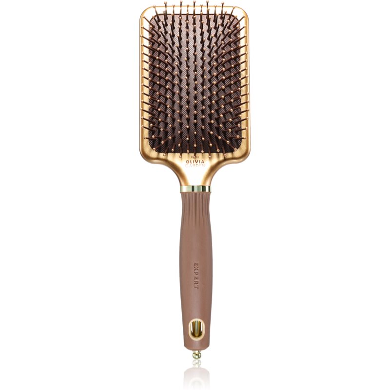 OLIVIA GARDEN Expert Care Rectangular Nylon Brites Szczotka Z Nylonowym Włosiem Gold&Brown