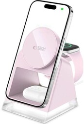 Tech-Protect Ładowarka indukcyjna Qi15W A43 3w1, do MagSafe, Qi, różowa