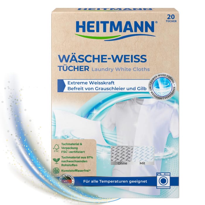 Heitmann Wache Weiss Tucher 20szt (chusteczki do prania białych tkanin)