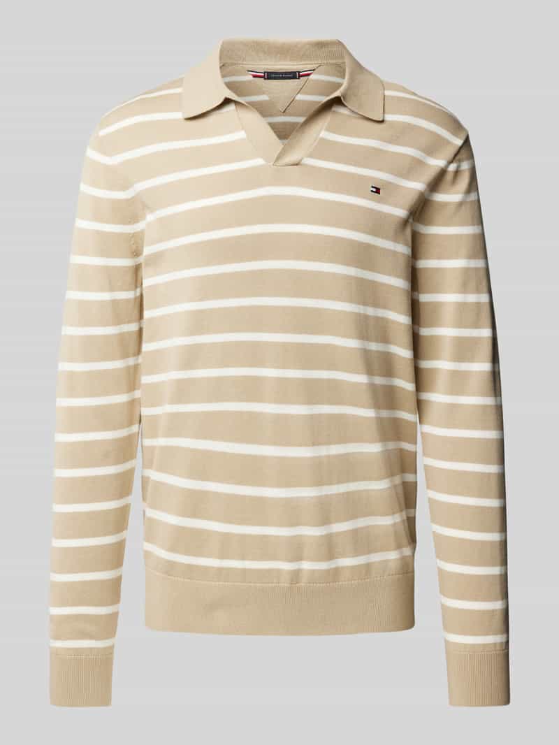 Sweter z dzianiny z kołnierzykiem polo