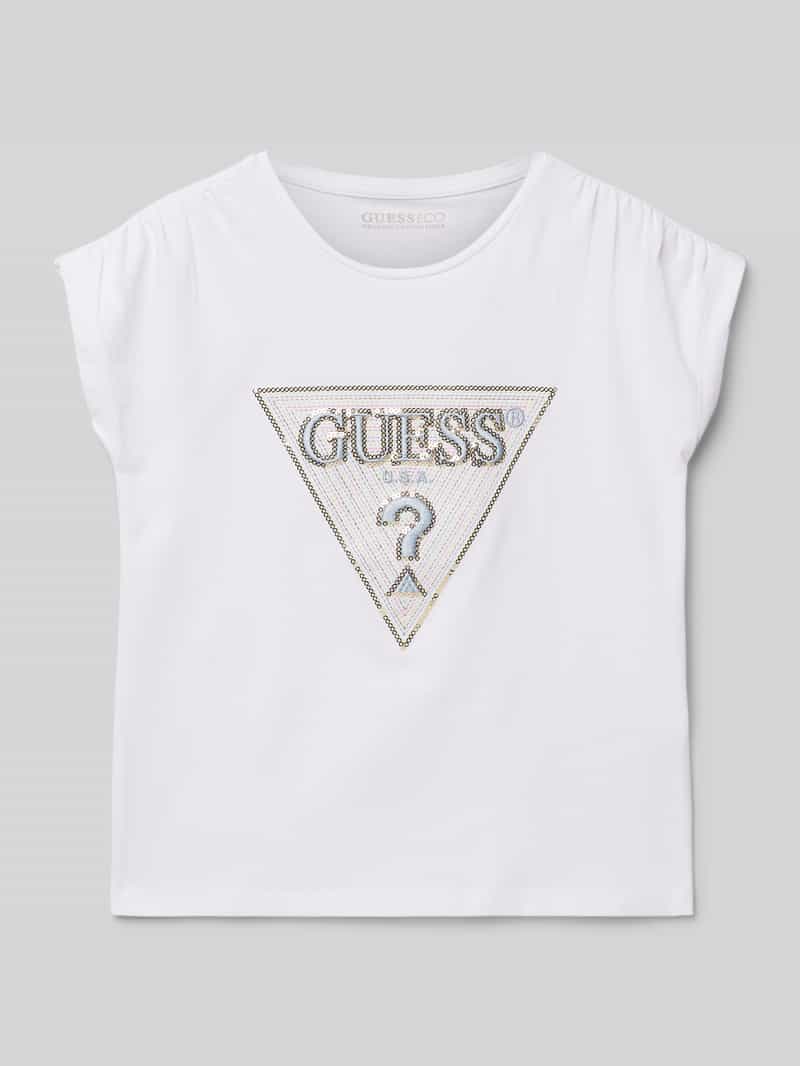 T-shirt z cekinowym obszyciem model ‘BATWING’