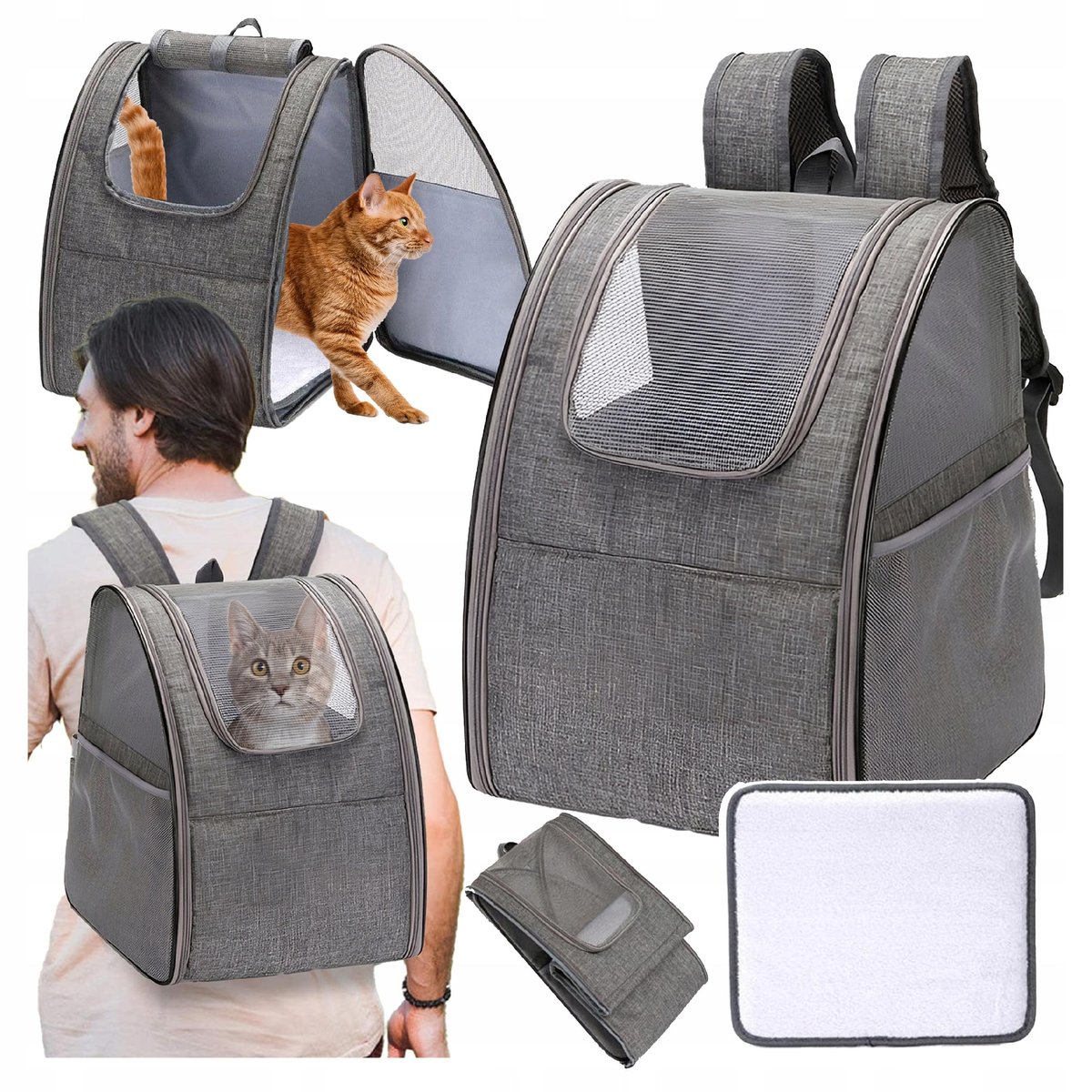 Transporter Plecak dla Kota Psa Królika Lekki Przenośny Wentylowany Składan
