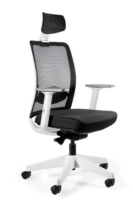 Krzesło ergonomiczne biurowe obrotowe z zagłówkiem Anggun - biały, BL418 Black