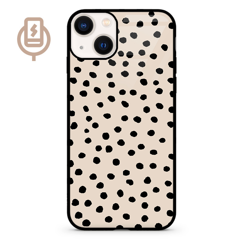 Kropki dot beż - iPhone 15 Etui szklane flexible indukcyjne