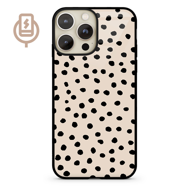Kropki dot beż - iPhone 15 Pro MAX Etui szklane flexible indukcyjne