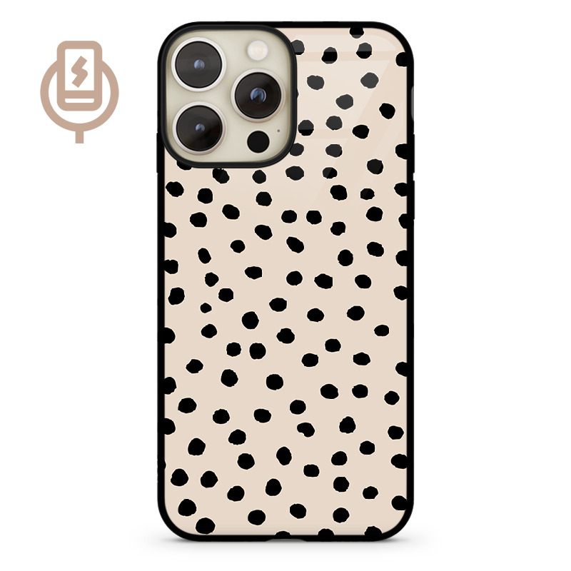 Kropki dot beż - iPhone 15 Pro Etui szklane flexible indukcyjne