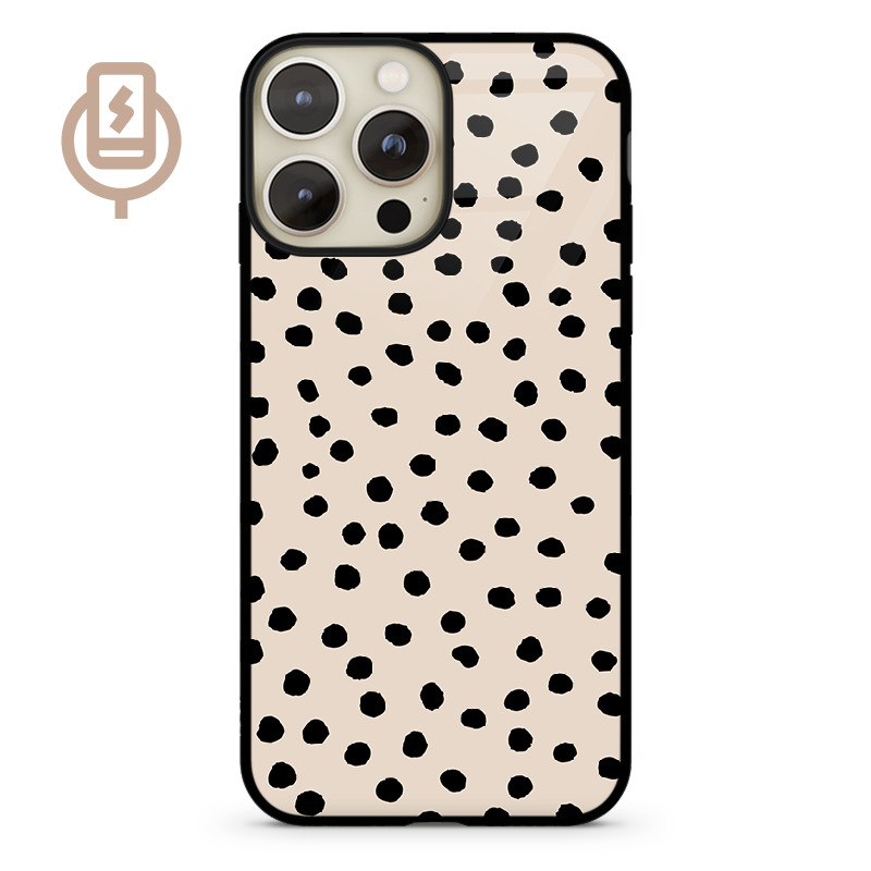 Kropki dot beż - iPhone 14 Pro MAX Etui szklane flexible indukcyjne