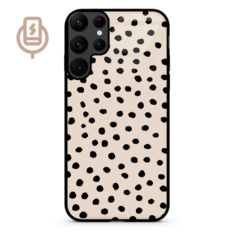Kropki dot beż - Galaxy S23 Ultra Etui szklane flexible indukcyjne