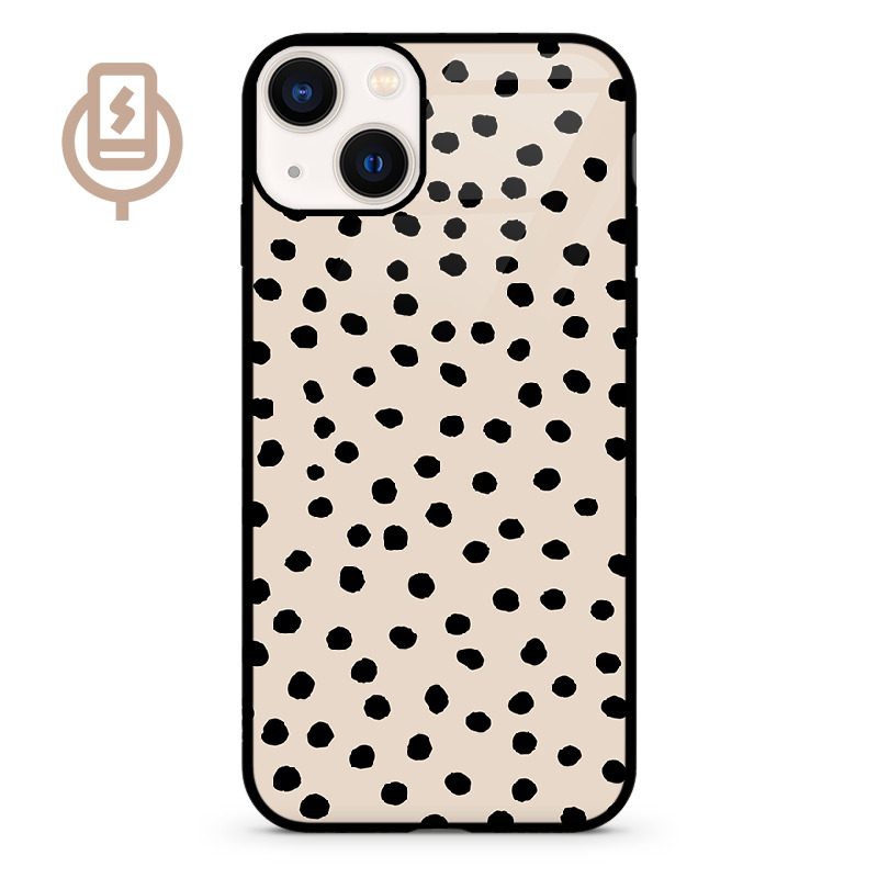 Kropki dot beż - iPhone 14 Etui szklane flexible indukcyjne
