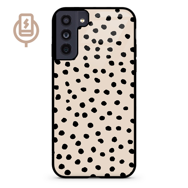 Kropki dot beż - Galaxy S21 5G Etui szklane flexible indukcyjne