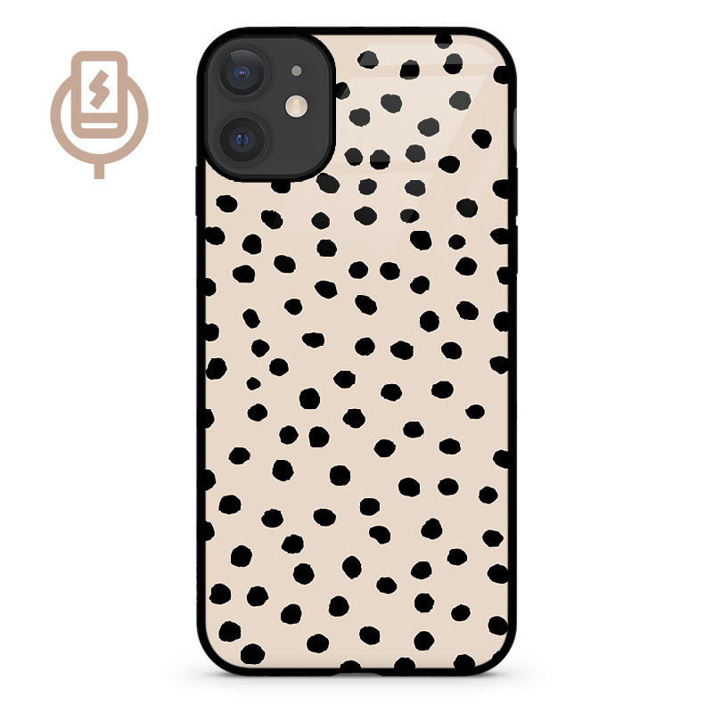 Kropki dot beż - iPhone 11 Etui szklane flexible indukcyjne