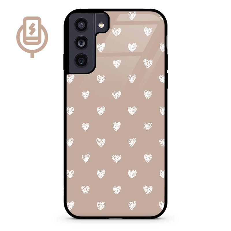 Serduszka beż - Galaxy S23 Etui szklane flexible indukcyjne